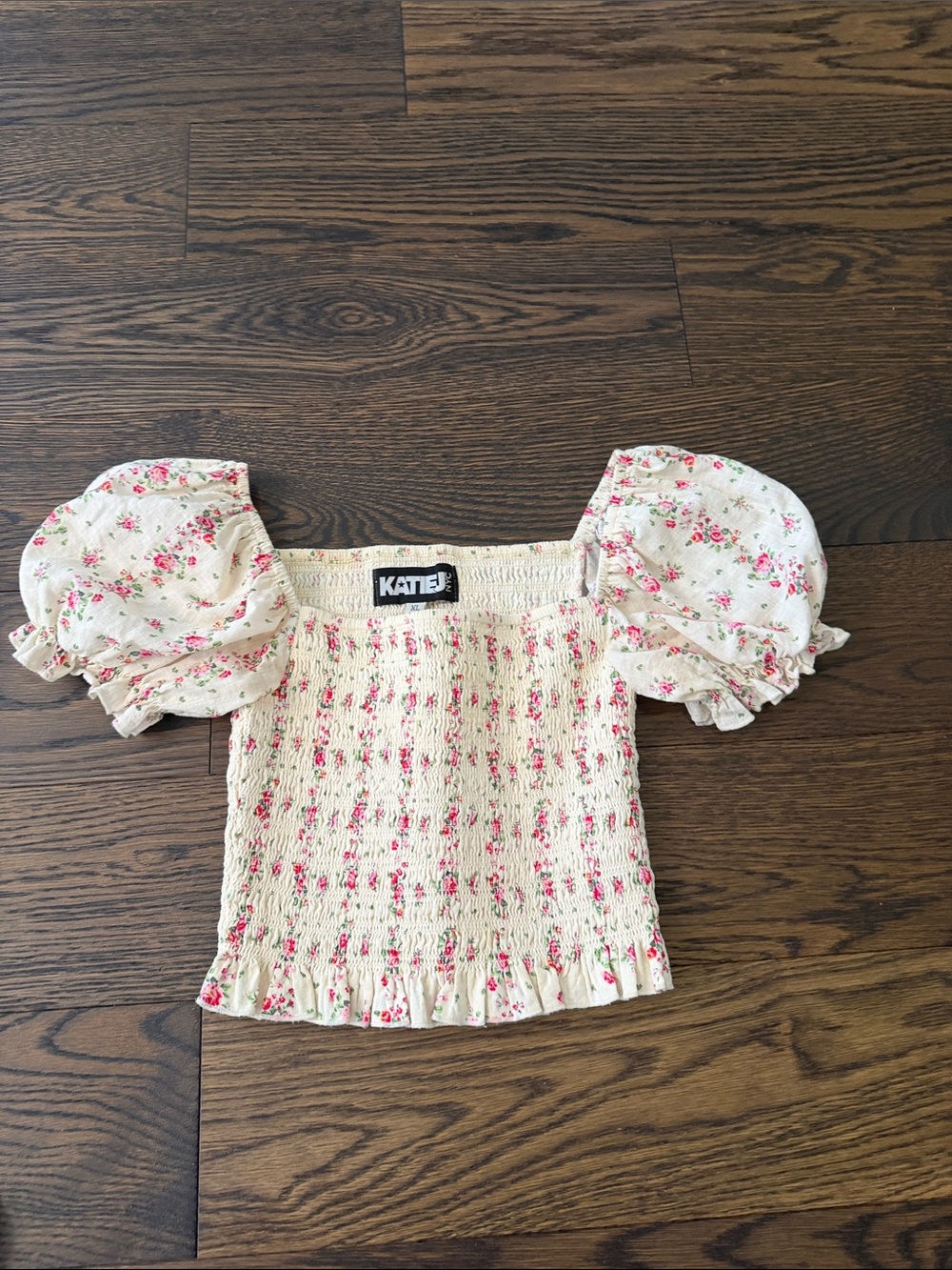 Katie J Cream Top with Pink floral